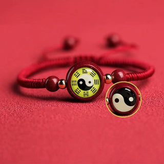 Buddha Gift Lucky Cinnabar Red String Yin Yang Symbol Bagua Blessing Bracelet