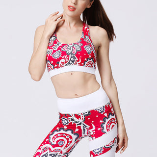 Buddha Gift 2Pcs Sunflower Flowers Leaves Print Top Pants Sports Fitness Yoga Women's Yoga Sets