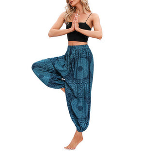 Buddha Gift Casual Loose Round Rose Pattern Harem Trousers Women's Yoga Pants
