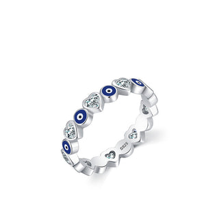 Buddha Gift 925 Sterling Silver Evil Eye Love Heart Zircon Blessing Ring