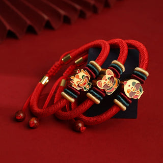 Buddha Gift Handmade 925 Sterling Silver Year of the Dragon Cute Chinese Zodiac Luck Braided Red Bracelet