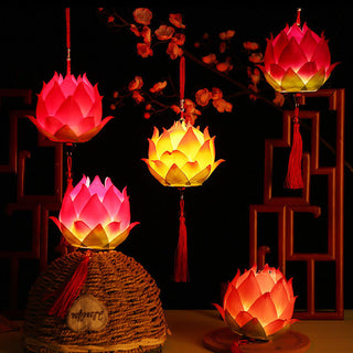 Buddha Gift DIY Lotus Flower Dragon Lantern Tassel Lamp Decoration