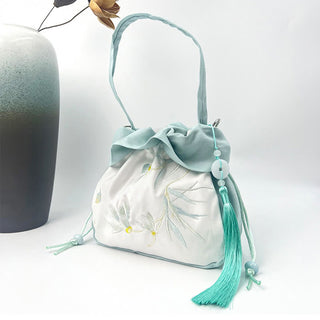 Buddha Gift Suzhou Embroidery Camellia Magnolia Peony Lotus Silk Tote Crossbody Bag Shoulder Bag Handbag