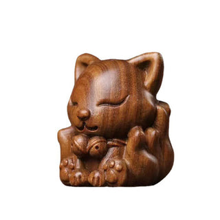 Buddha Gift Mini Nine Tailed Fox Ivory Fruit Sandalwood Green Sandalwood Blessing Decoration