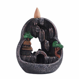 Buddha Gift Mountain Bridges Pattern Meditation Resin Backflow Incense Burner
