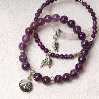Buddha Gift 3PCS Natural Quartz Crystal Beaded Healing Energy Lotus Bracelet