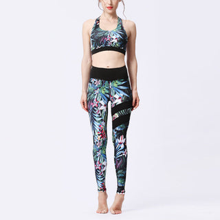 Buddha Gift 2Pcs Sunflower Flowers Leaves Print Top Pants Sports Fitness Yoga Women's Yoga Sets