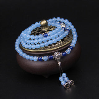 Buddha Gift 108 Beads Blue Crystal Healing Bracelet Mala