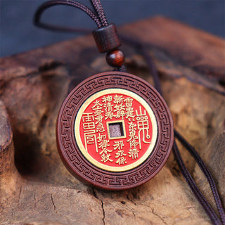 Buddha Gift Lightning Struck Jujube Wood Yin Yang Bagua Mountain Ghosts Spend Money Protection Necklace Pendant