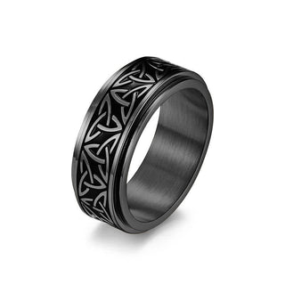 Buddha Gift  Triangle Knot Triquetra Titanium Steel Calm Rotatable Ring