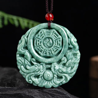 Buddha Gift Dragon Jade Yin Yang Balance Necklace String Pendant