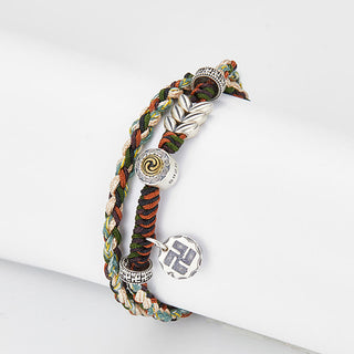 Buddha Gift 925 Sterling Silver Swastika Wheat Pattern Handmade Luck Bracelet