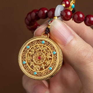 Buddha Gift Natural Cinnabar Wish Ruyi Peace Blessing Car Hanging Decoration