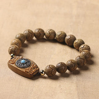 Buddha Gift Green Sandalwood Ebony Wood Sandalwood Om Mani Padme Hum Soothing Bracelet