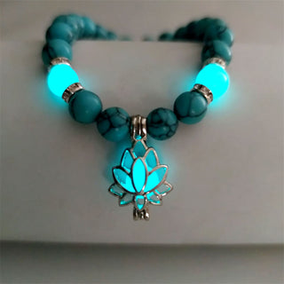 Buddha Gift Tibetan Turquoise Glowstone Luminous Bead Lotus Protection Bracelet
