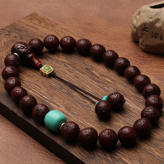 Buddha Gift Tibetan Bodhi Seed Agate Bead Luck Wealth Tassel Charm Wrist Mala