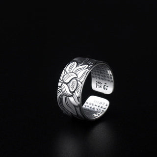 Buddha Gift Tibetan Lotus White Copper Enlightenment Ring