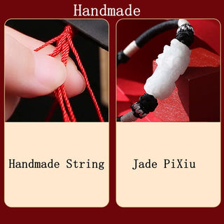 Buddha Gift Handmade Natural Jade PiXiu Luck Prosperity Braided String Bracelet