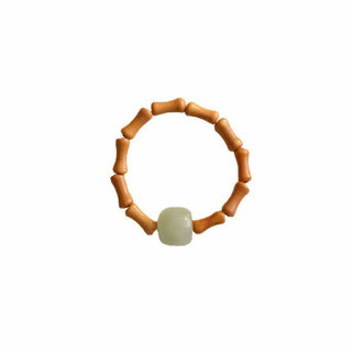 Buddha Gift Hetian Jade Beaded Bamboo Prosperity Luck Ring