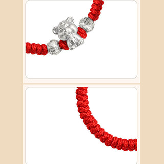 Buddha Gift 999 Sterling Silver Chinese Zodiac Red Rope Luck Handcrafted Kids Bracelet