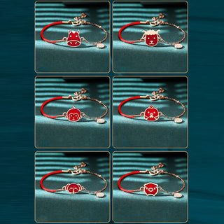 Buddha Gift 925 Sterling Silver Color-changing Chinese Zodiac Luck Protection Red String Chain Bracelet