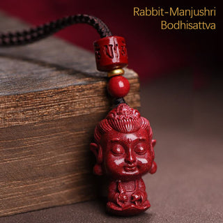 Buddha Gift Chinese Zodiac Natal Buddha Natural Cinnabar Amulet Keep Away Evil Spirits Necklace Pendant