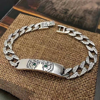 Buddha Gift Tiger Tang Dynasty Flower Design Copper Luck Chain Bracelet