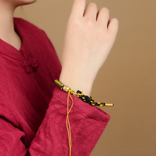 Buddha Gift Handmade Tibetan Black Gold Dragon Scale Rope Om Mani Padme Hum Purity Bracelet