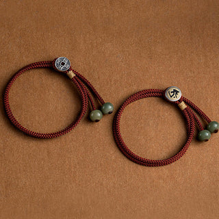 Buddha Gift 925 Sterling Silver Handmade Chinese Zodiac Natal Buddha Cyan Bodhi Seed Protection Braided Red String Bracelet