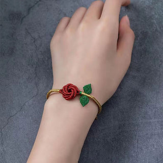 Buddha Gift Rose Flower Rope Eight Thread Peace Knot Luck Handmade Bracelet