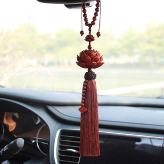 Buddha Gift Tibetan Small Leaf Red Sandalwood Lotus Luck Protection Tassel Decoration