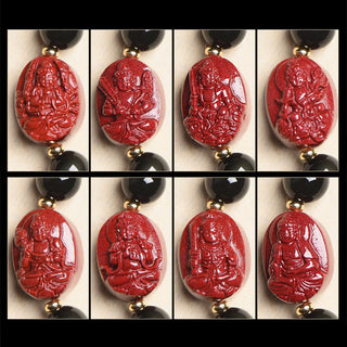 Buddha Gift Chinese Zodiac Natal Buddha Natural Black Obsidian Cinnabar Purification Bracelet