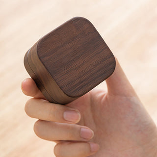 Buddha Gift Retro Handmade Black Walnut Wood Ring Jewelry Storage Box Leaf Wooden Gift Box