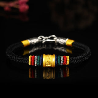 Buddha Gift Tibet 999 Gold Om Mani Padme Hum Handmade Eight Thread Peace Knot Luck Bracelet