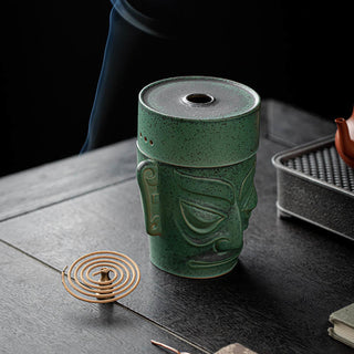 Buddha Gift Bronze Age Relics Sanxingdui Mask Three Star Mound Ceramic Healing Incense Burner