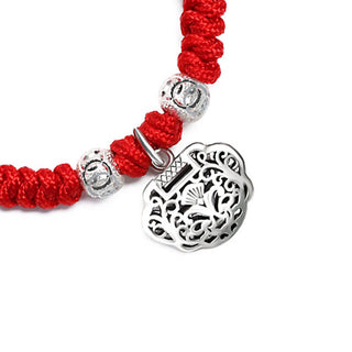 Buddha Gift 925 Sterling Silver Chinese Lock Charm Multicolored Red String Protection Handmade Braided Kids Bracelet