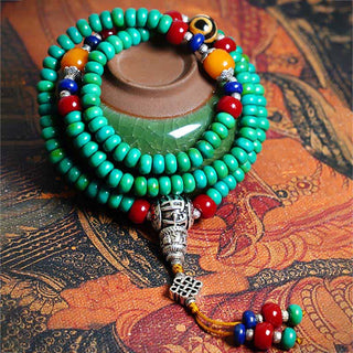 Buddha Gift 108 Mala Beads Tibetan Turquoise Dzi Bead Protection Bracelet