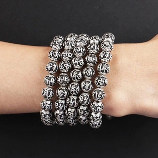 Buddha Gift Tibetan Om Mani Padme Hum Carved Alloy Beads Amulet Bracelet