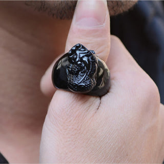 Buddha Gift FengShui PiXiu Black Obsidian Strength Ring