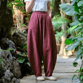 Buddha Gift Solid Color Loose Yoga Harem Pants With Pockets
