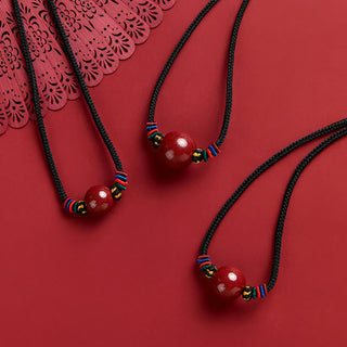 Buddha Gift Cinnabar Bead Blessing String Necklace Pendant