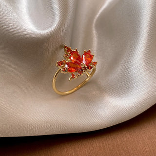 Buddha Gift Maple Leaf Zircon Luck Necklace Pendant Ring Earrings