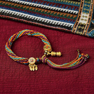 Buddha Gift Tibetan Luck Reincarnation Knot Prayer Wheel Dream Catcher Braid String Bracelet