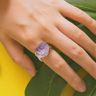 Buddha Gift Natural Crystal Gemstone Amethyst Adjustable Ring