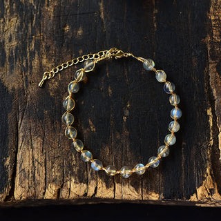 Buddha Gift Natural Moonstone 14K Gold Healing Positive Bracelet
