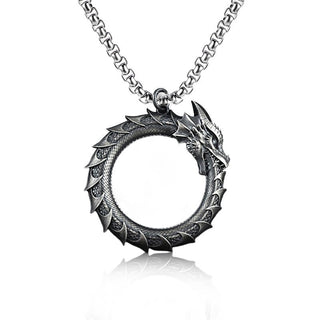 Buddha Gift Pure Tin Dragon Snake Protection Necklace Pendant
