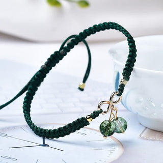 Buddha Gift Natural Strawberry Quartz Amethyst Green Phantom Bead Positive Bracelet