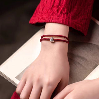 Buddha Gift 925 Sterling Silver Fu Character Blessing Handmade Braided Bracelet