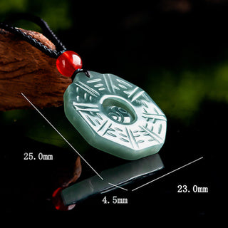 Buddha Gift Natural Jade FengShui Bagua Yin Yang Prosperity Necklace Pendant