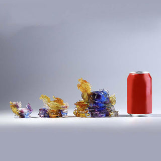 Buddha Gift Feng Shui Dragon Turtle Coins Handmade Liuli Crystal Luck Art Piece Home Office Decoration